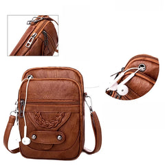 Retro Leather Shoulder Bag Small Crossbody Lady Square Messenger
