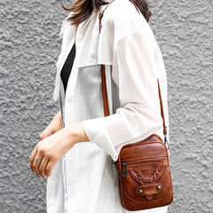 Retro Leather Shoulder Bag Small Crossbody Lady Square Messenger