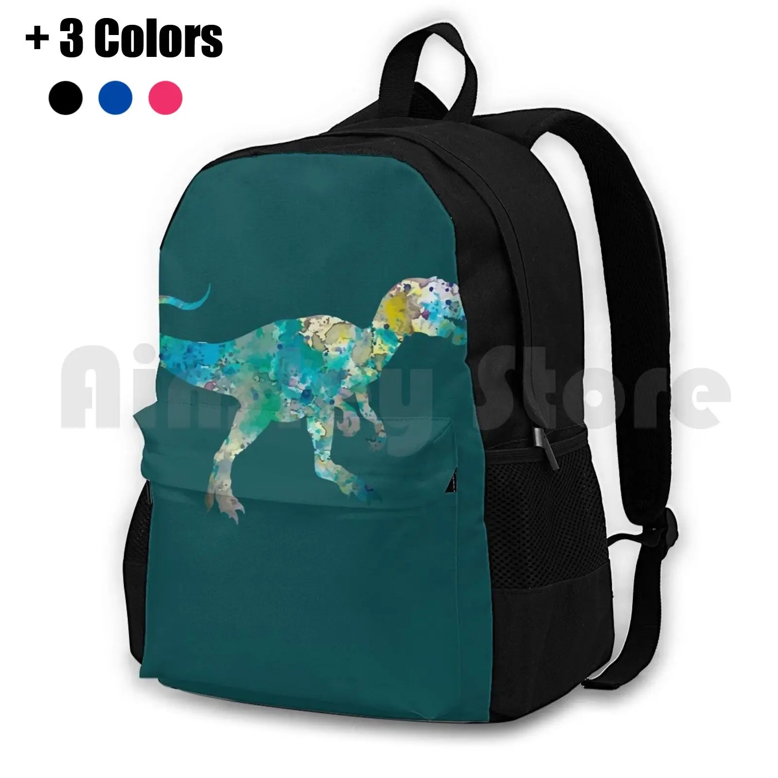 Dino Hiking Backpack Waterproof Camping Travel T Rex Triceratops Minimalist