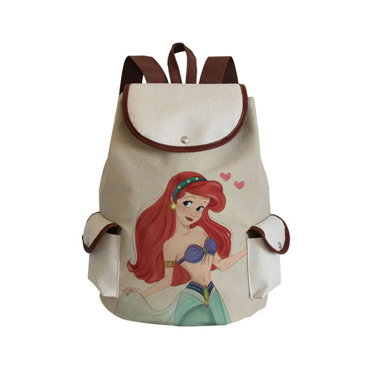 Mermaid Princess Printed Drawstring Backpack Girl School Bag