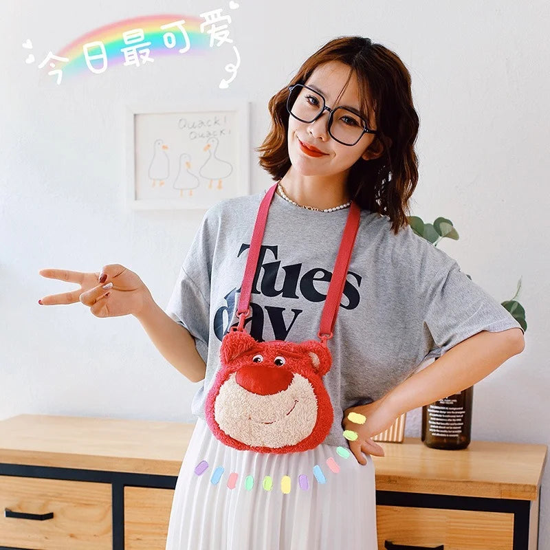 Disney Strawberry Bear Shoulder Bag - Large Capacity Mobile Phone Student Messen