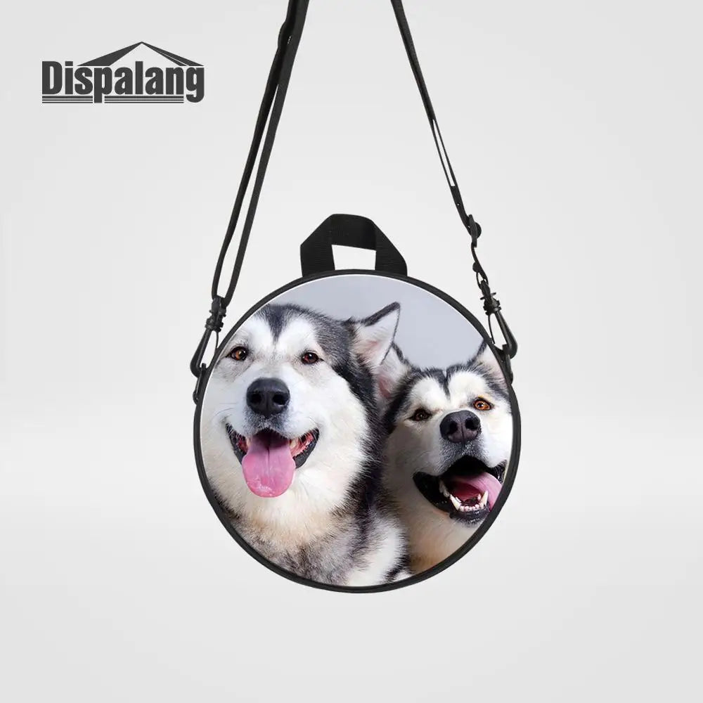 Wolf Print Backpack Mini Round Bag Kids Shoulder Mochila Kindergarten Bookbag