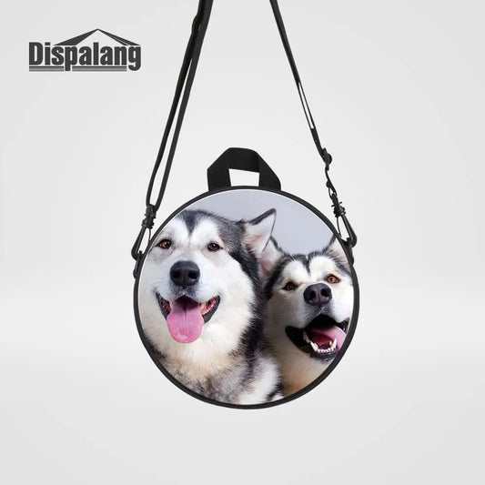 Wolf Print Backpack Mini Round Bag Kids Shoulder Mochila Kindergarten Bookbag