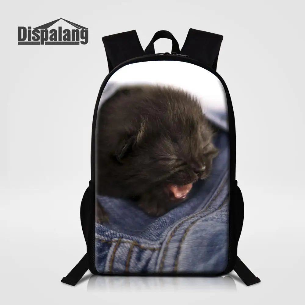 Cat Animal Print Women School Backpack Teen Girls Bookbag Rucksack Travel Bag