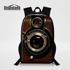 Camera Print School Backpack for Boys Girls Big Capacity Book Bags