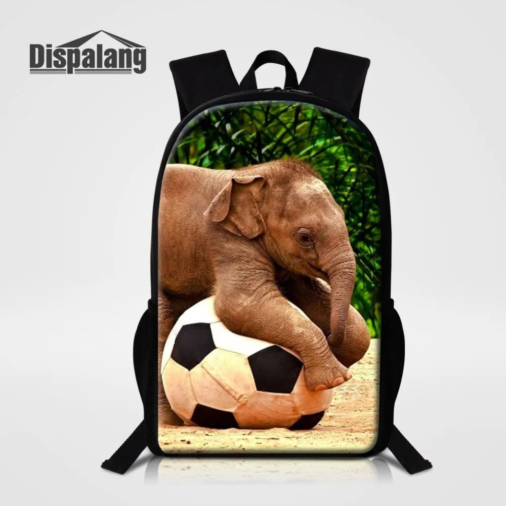 Elephant Print Backpack for Women Men Kids Travel Shoulder Bag