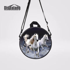 Kids Round Backpack Crazy Horse Pattern