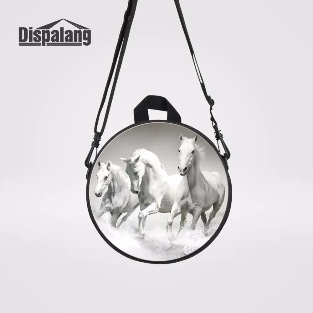 Kids Round Backpack Crazy Horse Pattern