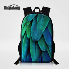 Feather Printing Women Men Backpacks Girls Boys School Bag for Teenage Kids