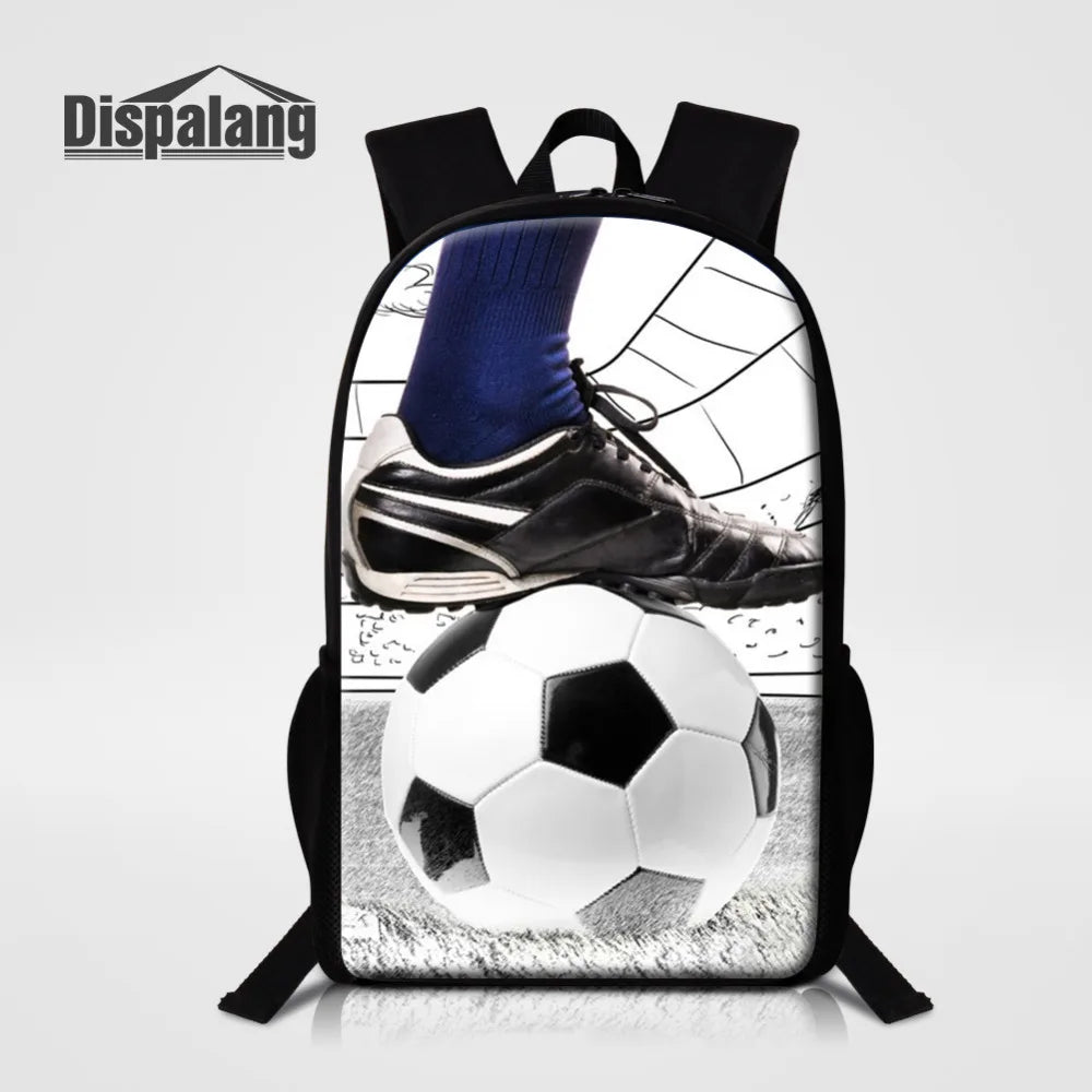 Large Football Pattern School Backpack for Girls Boys