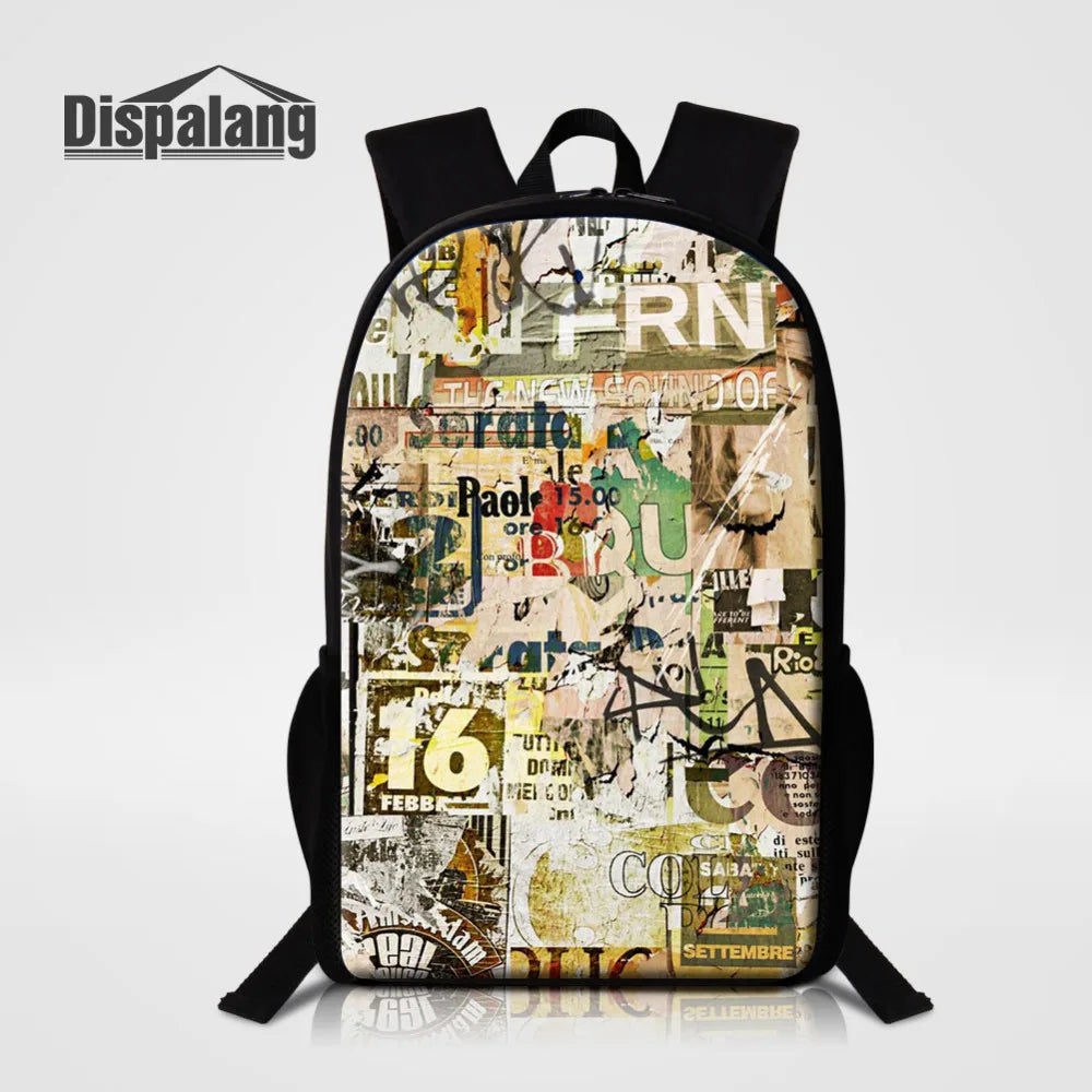 Graffiti Printing Backpacks Large Schoolbag Kids Book Bag Mochila