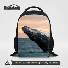 Whale Animal Print School Bag For Girls Kids Kindergarten Backpack