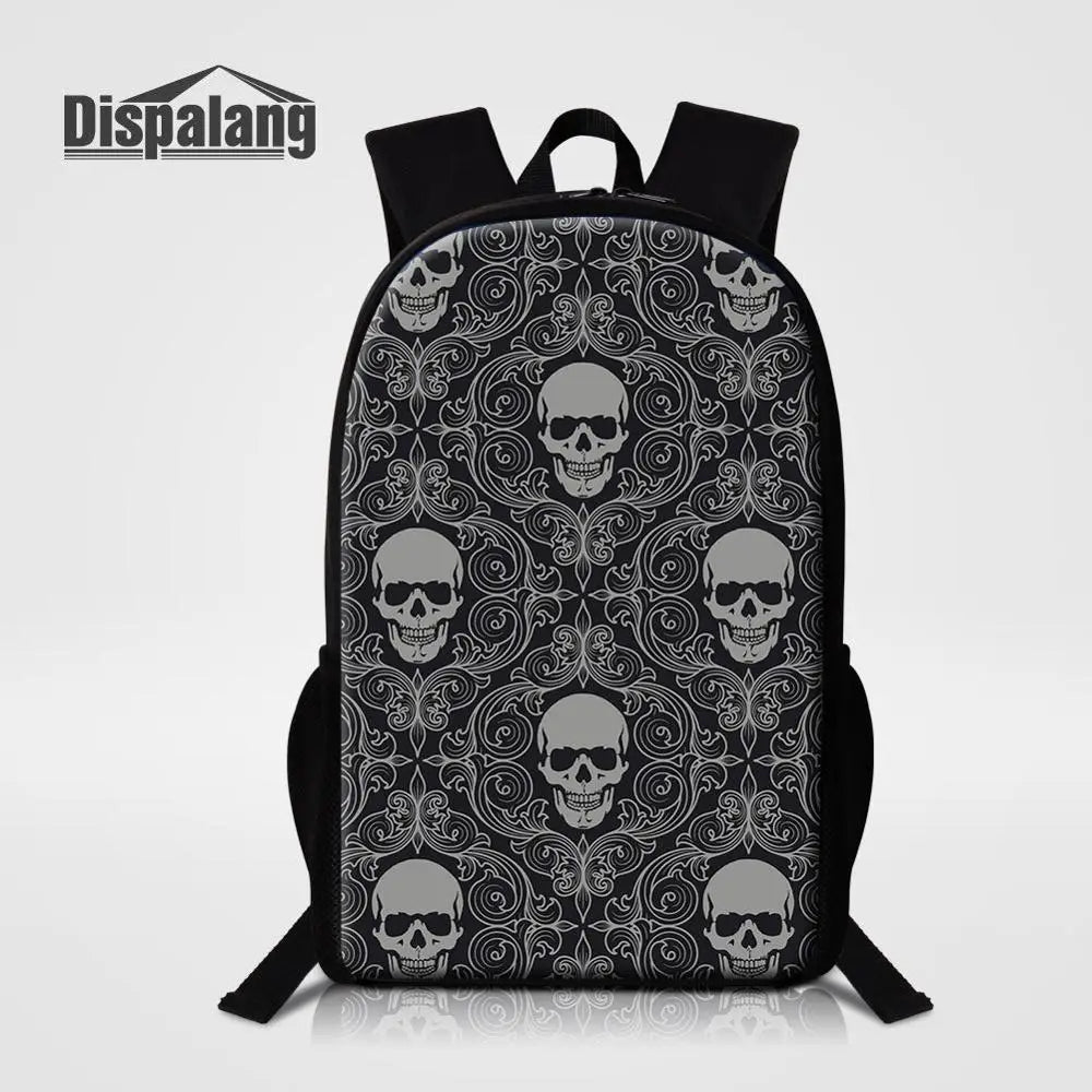 Striped Skull Printed School Bags Stylish Men Women Backpacks