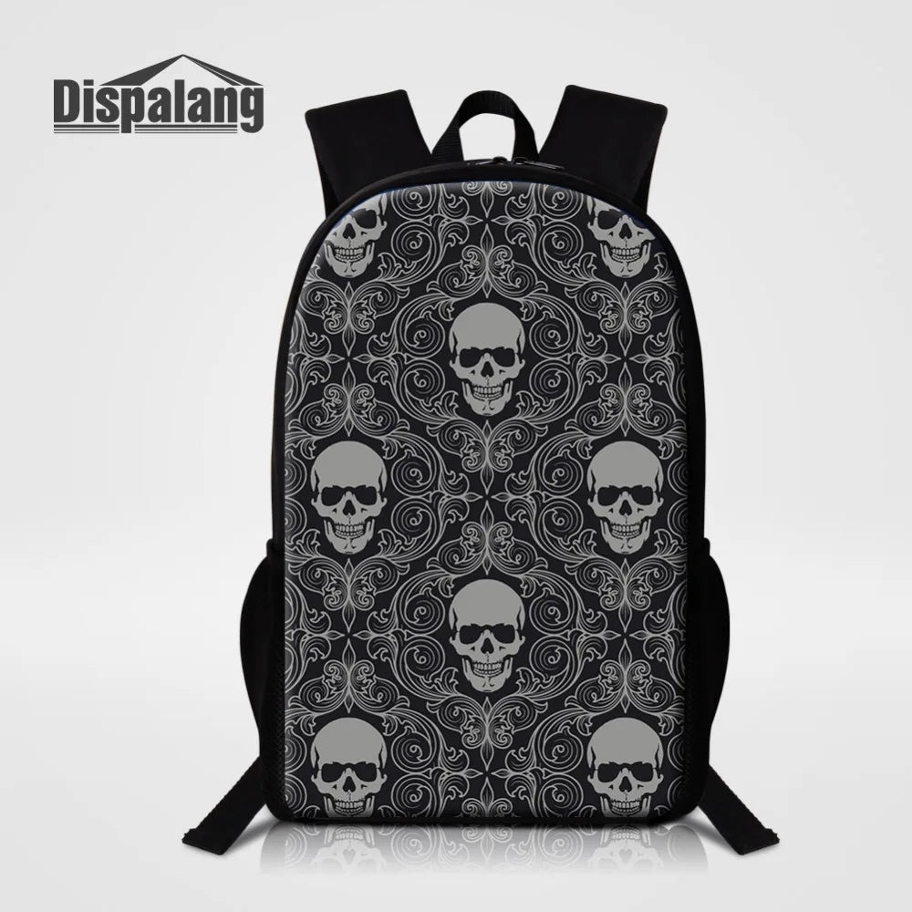 Striped Skull Printed School Bags Stylish Men Women Backpacks
