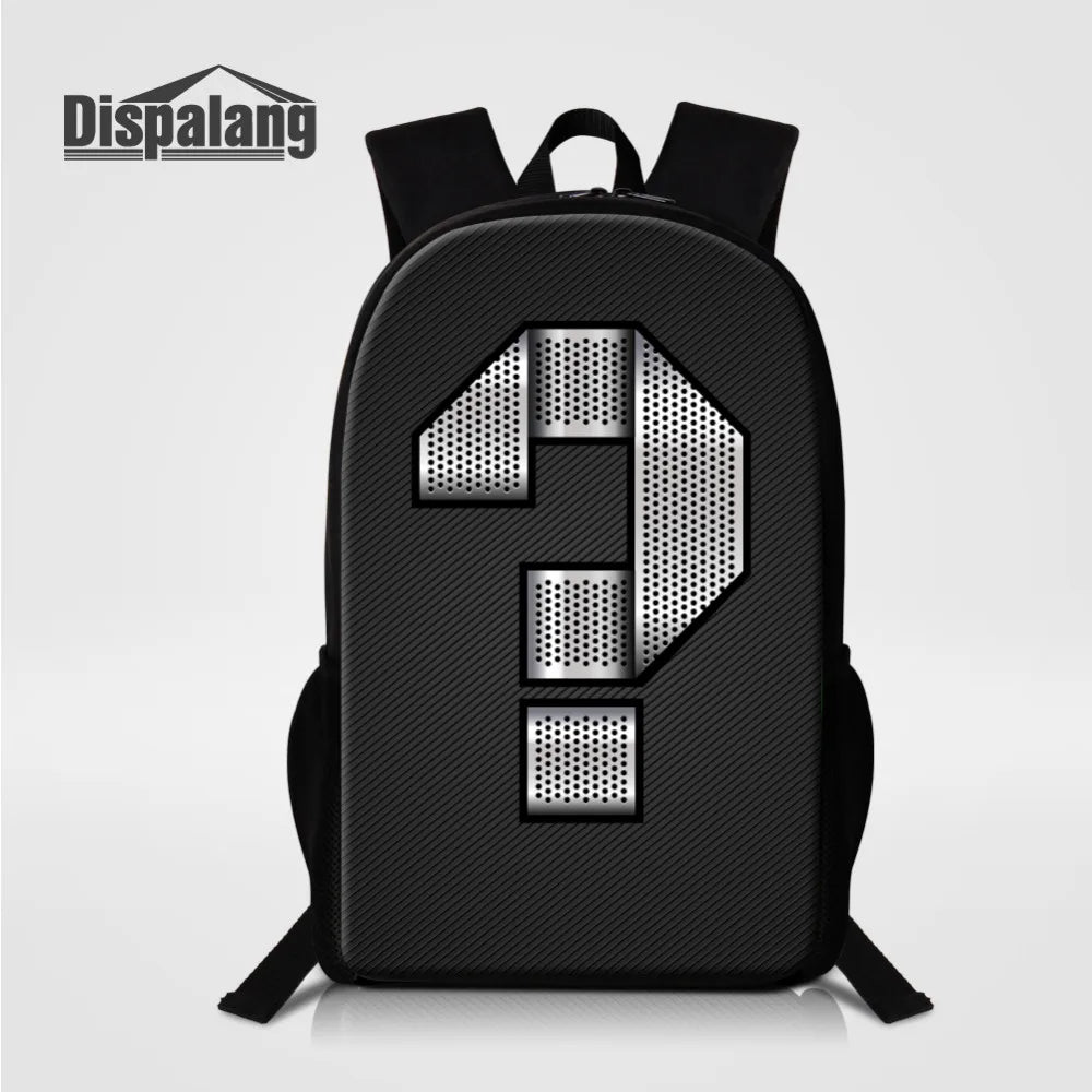 Girls Boys Backpack Number Print School Bag 16 Inch