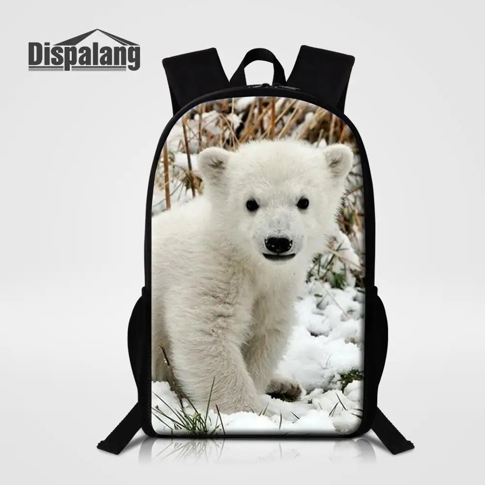 Unisex Polar Bear Backpack for School Bags Casual Rucksack Daypack