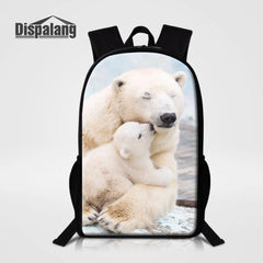 Unisex Polar Bear Backpack for School Bags Casual Rucksack Daypack