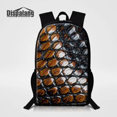 Serpentine Print School Backpack Large Capacity Travel Bag