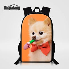 Pet Dog Print School Backpack for Teen Girls