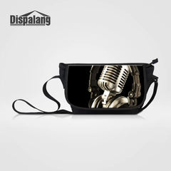 Microphone Print Crossbody Bags Canvas Messenger Handbags