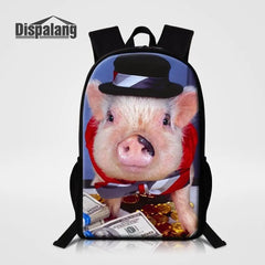 Pig Animal Print Backpack School Bags for Teenagers Girls Large Capacity