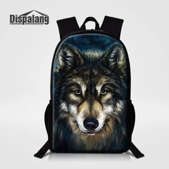 Wolf Animal Print Backpack Large Capacity Student School Bag