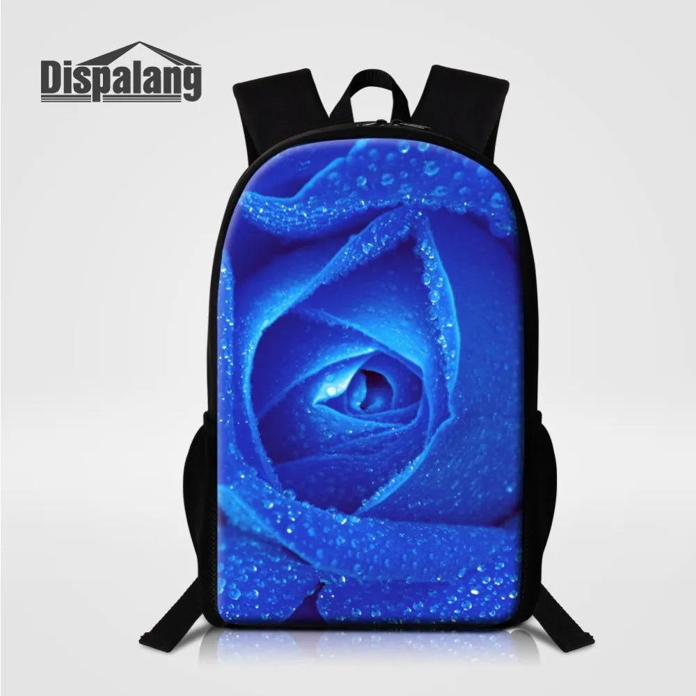 Women's Rose Flower School Bag For Teenage Girls 16'' Female