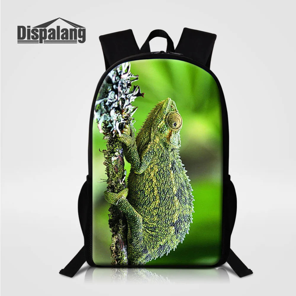 Lizard Print Backpacks for Teenagers College Student Shoulder Book Bag
