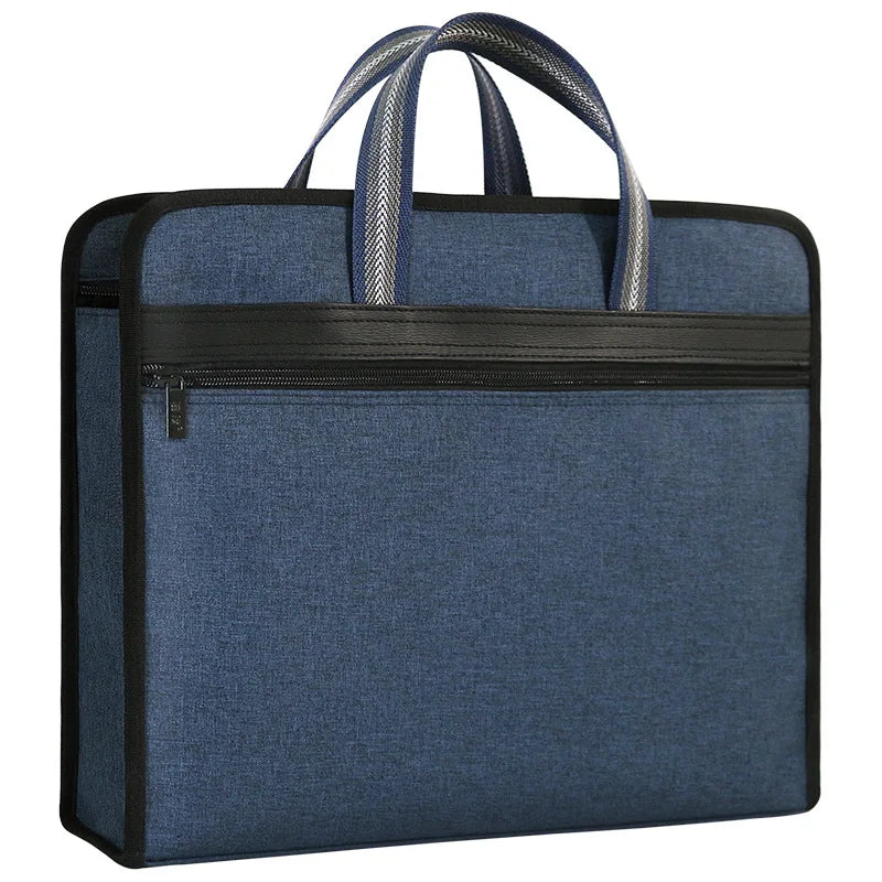 Canvas Zipper Document Bag A4 Multi-layer Portable Business Briefcase