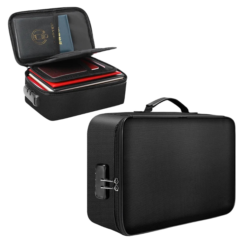 Document Organizer Bag 4-Layer Large Fire/Water-Resistant File Storage Case