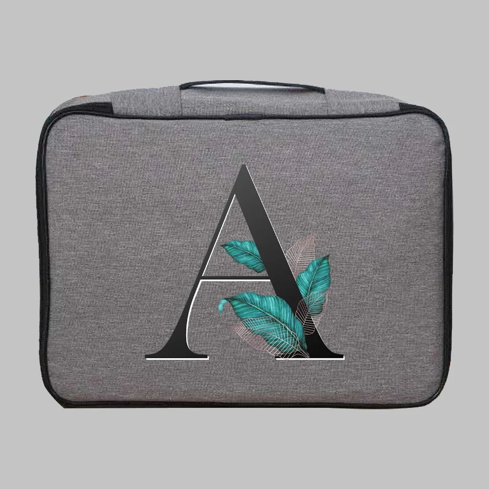 Leaf Print Document Storage Bag Organizer with Lock