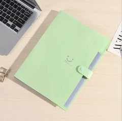 Expanding File Folder Organizer with 5 Pockets A4 Snap Closure Plastic Bags