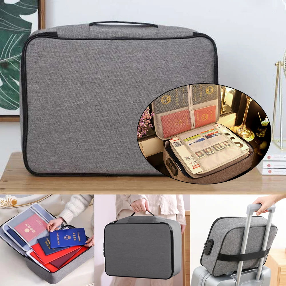 Documents Organizer Briefcase File Lockbox Travel Bag