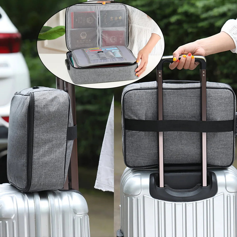 Documents Organizer Briefcase File Lockbox Travel Bag