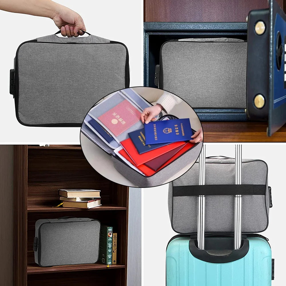 Documents Organizer Briefcase File Lockbox Travel Bag