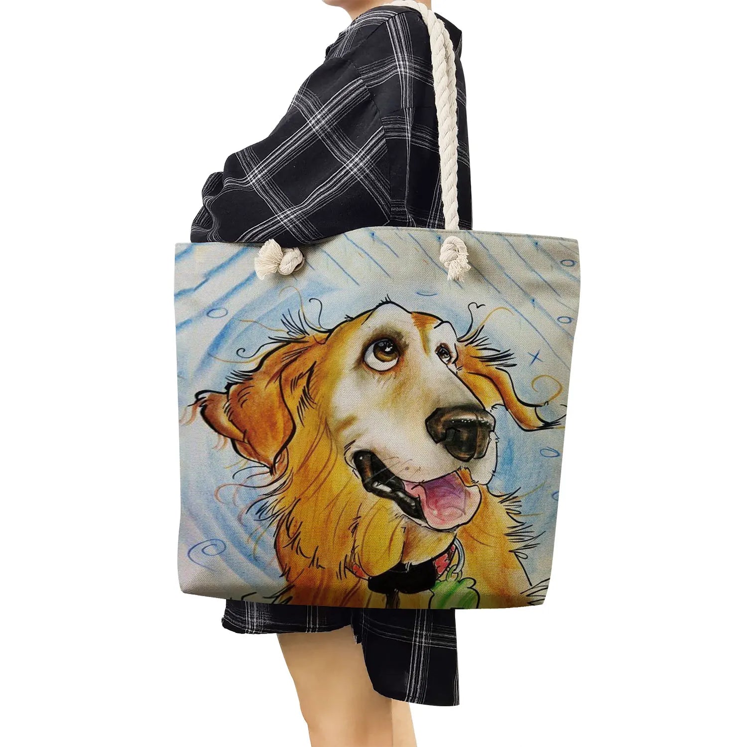 Dog Animal Graphic Shoulder Bags Eco Reusable Women Handbags Schnauzer Print