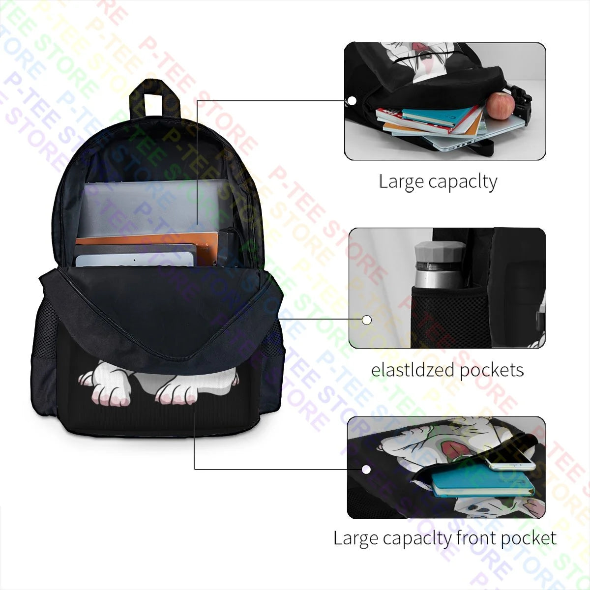 Bull Terrier Large Capacity Backpack Beach Bag