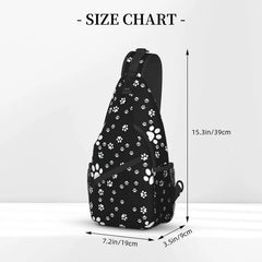 Dog Paw Prints Bones Sling Backpack, Crossbody Shoulder Bag for Sport Hiking