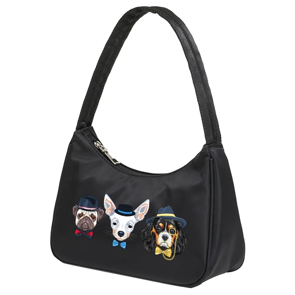 Dog Print Underarm Shoulder Bags Square Handbag