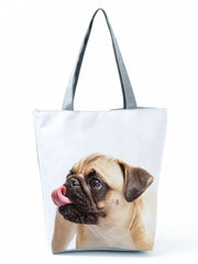 Pug Printed Eco Shopping Bag High Capacity Travel Tote