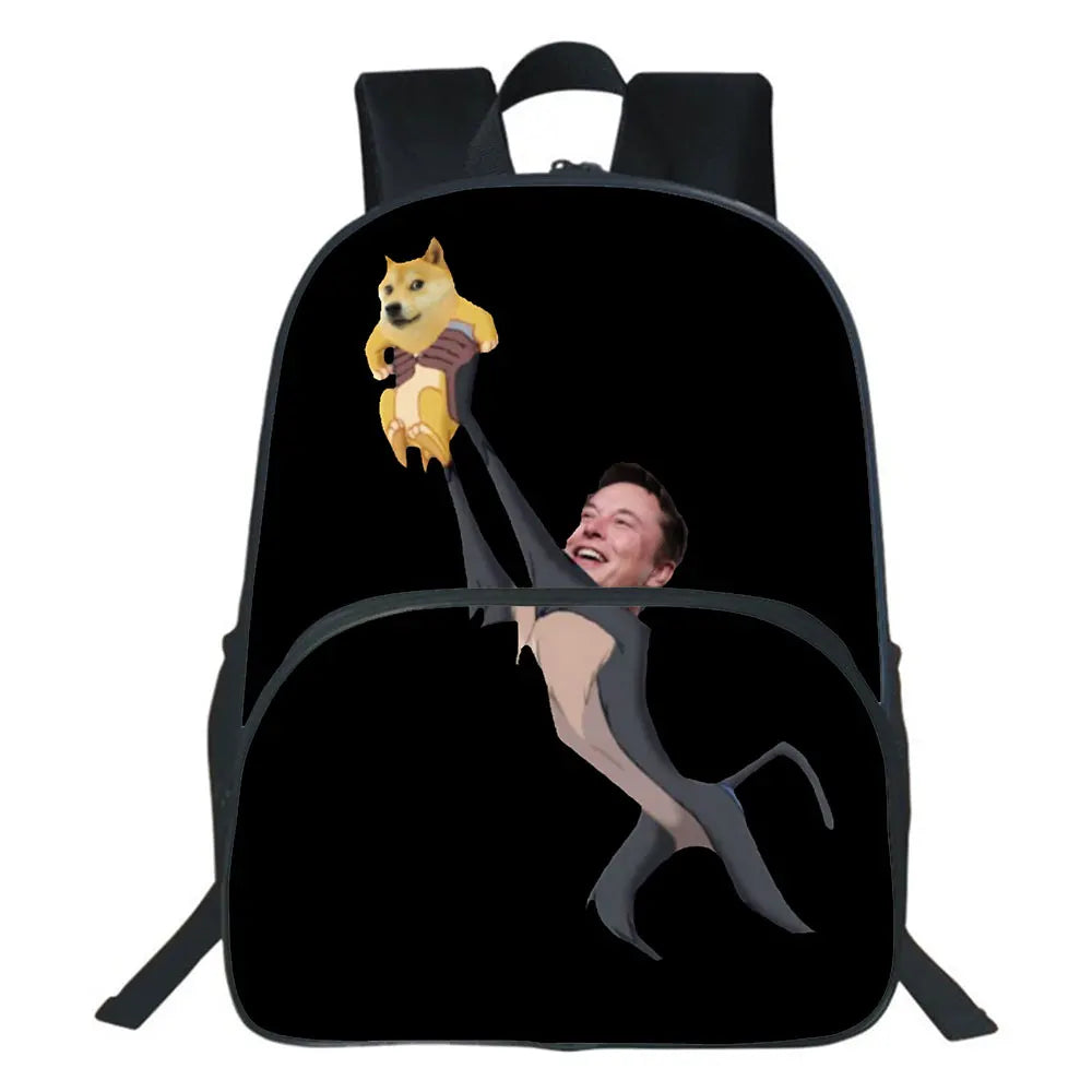 Dogecoin Backpack Bitcoin 3D Print Teenager Students Double-layer School Bags