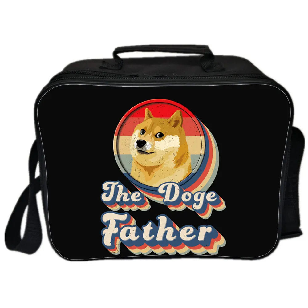 Dogecoin Anime Picnic Bag Insulated Canvas Lunch Bags for Women