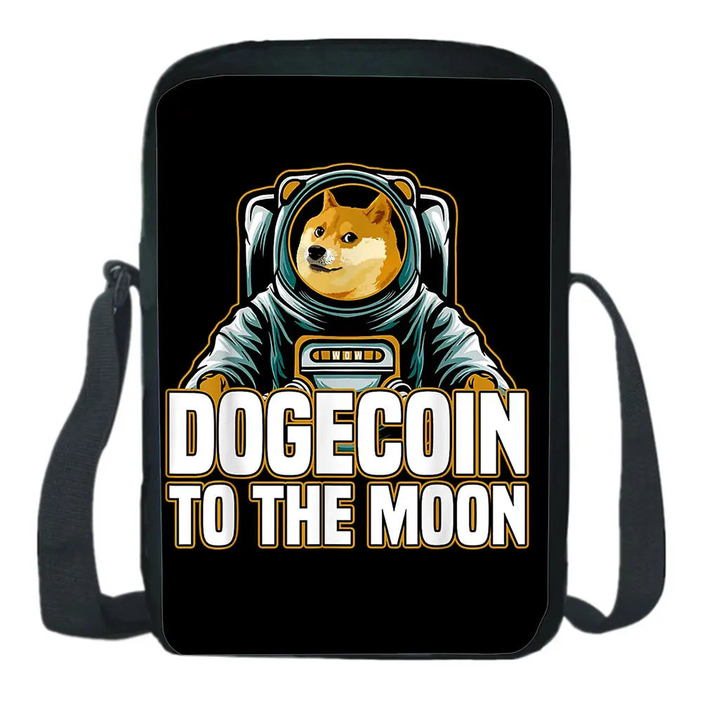 Dogecoin Mini School Bag Phone Bag Boy Girl Shoulder Bag Casual Crossbody Bag