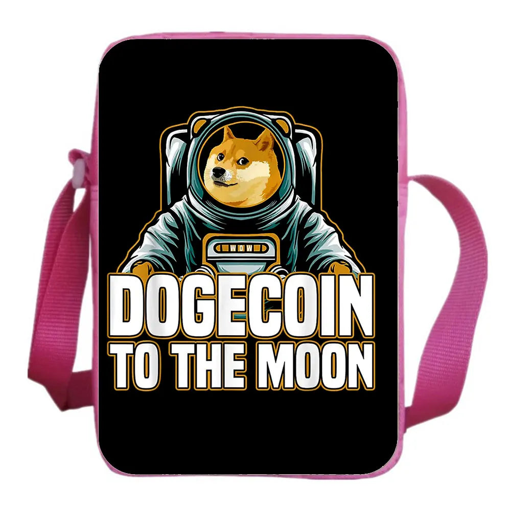 Dogecoin Mini School Bag Phone Bag Boy Girl Shoulder Bag Casual Crossbody Bag