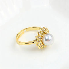 14k Court Style Sunflower Pearl Empty Tray DIY Accessories