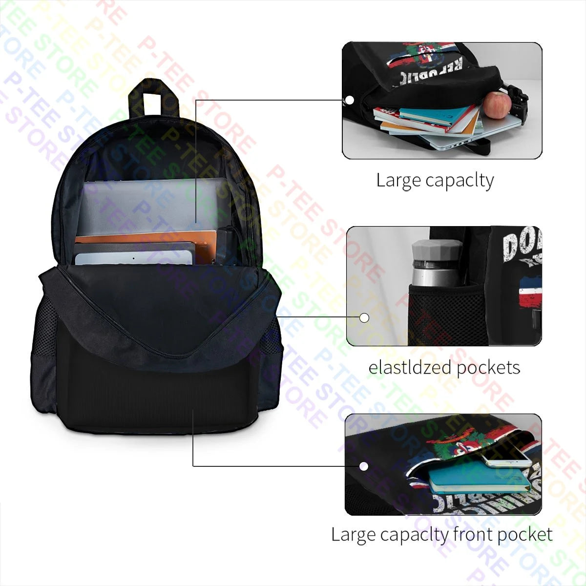 Dominican Republic Pride Flag Patriotic Large Capacity Backpack