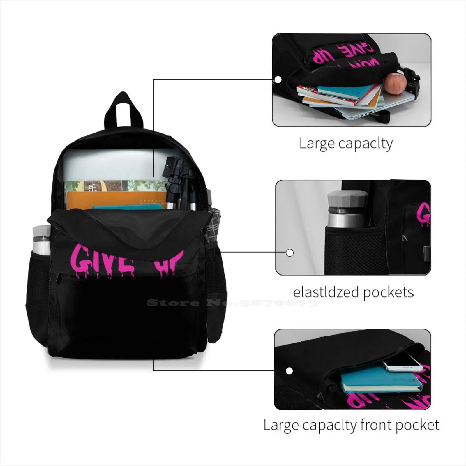 School Bag Big Capacity Backpack Laptop 15 Inch Never Give Up Future