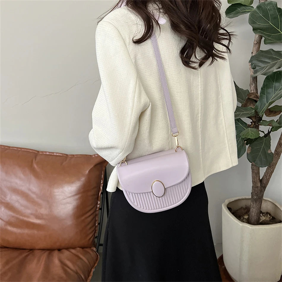 Double Face Small Shoulder Bags for Women Pressure Shell Leather Crossbody Bag