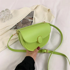 Double Face Small Shoulder Bags for Women Pressure Shell Leather Crossbody Bag