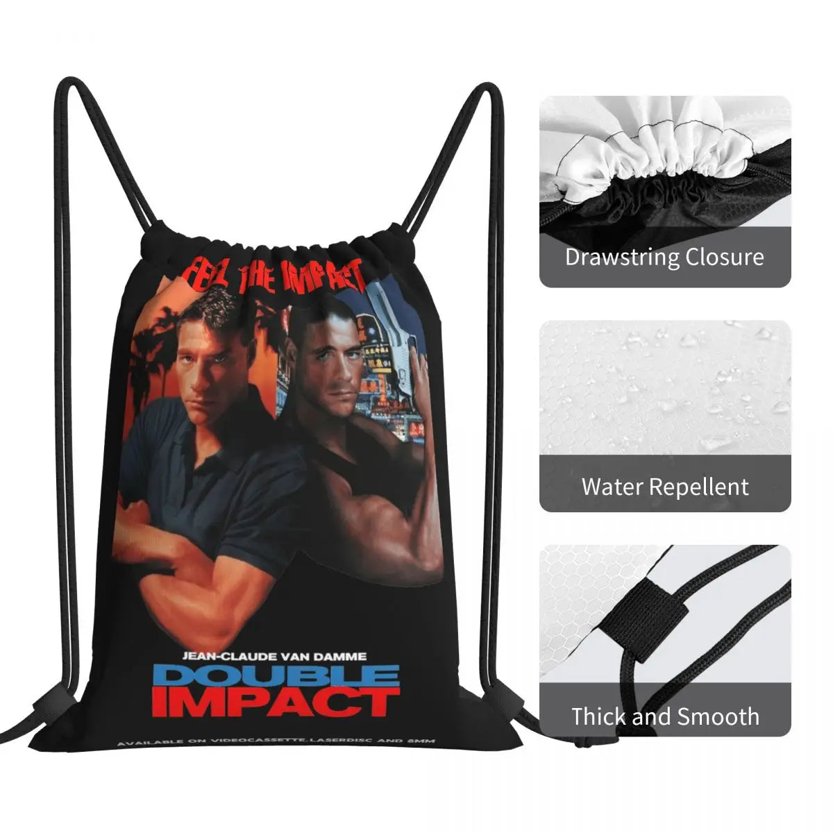 Double Impact Van Damme 1990S 90S Movie Drawstring Bags Gym Bag